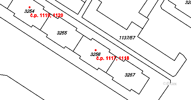 Bolevec 1117,1118, Plzeň na parcele st. 3257 v KÚ Bolevec, Katastrální mapa
