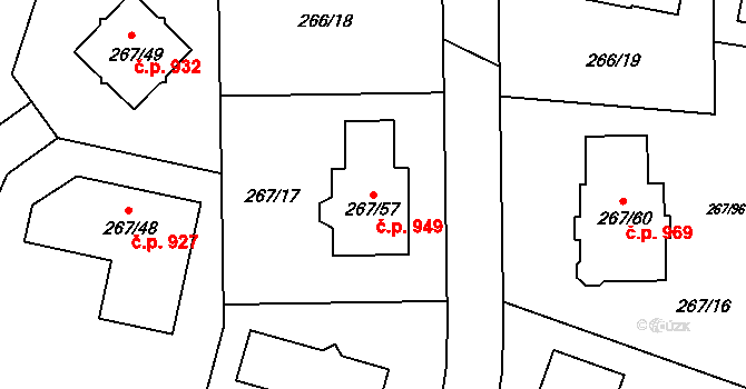 Černice 949, Plzeň na parcele st. 267/57 v KÚ Černice, Katastrální mapa