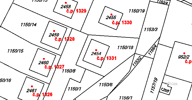 Třebechovice pod Orebem 1331 na parcele st. 2454 v KÚ Třebechovice pod Orebem, Katastrální mapa
