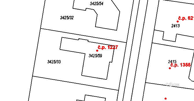 Rohatec 1227 na parcele st. 3425/59 v KÚ Rohatec, Katastrální mapa