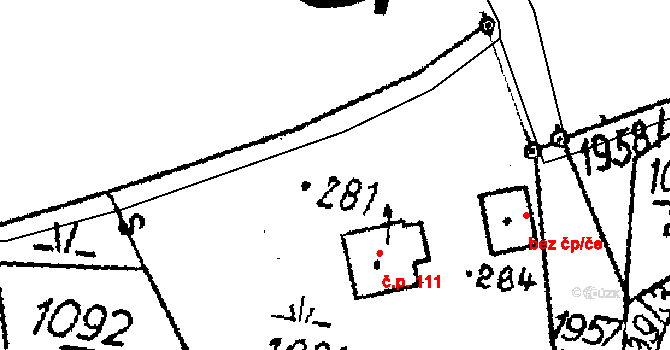 Dolní Sytová 111, Háje nad Jizerou na parcele st. 281 v KÚ Dolní Sytová, Katastrální mapa