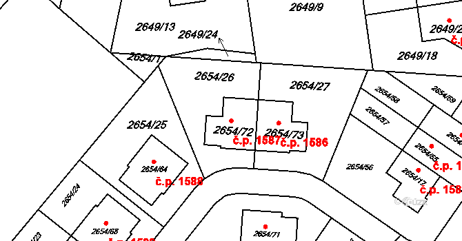 Kuřim 1587 na parcele st. 2654/72 v KÚ Kuřim, Katastrální mapa