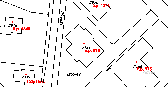 Prachatice II 974, Prachatice na parcele st. 2741 v KÚ Prachatice, Katastrální mapa