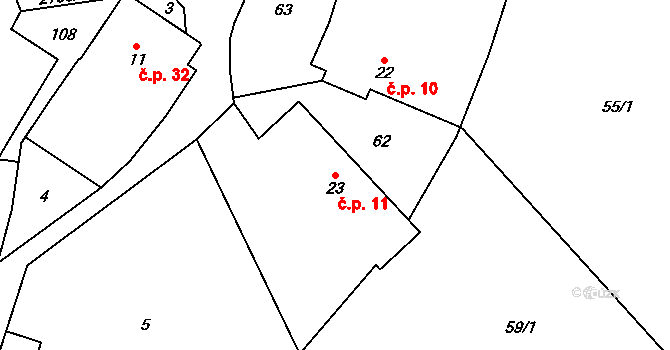 Níkovice 11, Hrejkovice na parcele st. 23 v KÚ Níkovice, Katastrální mapa