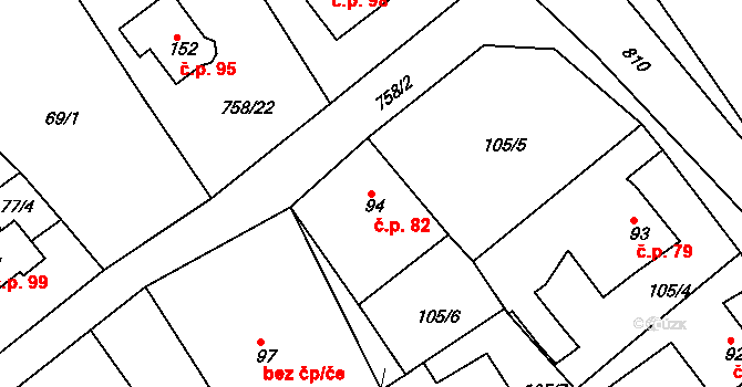 Milíkov 82 na parcele st. 94 v KÚ Milíkov u Mariánských Lázní, Katastrální mapa