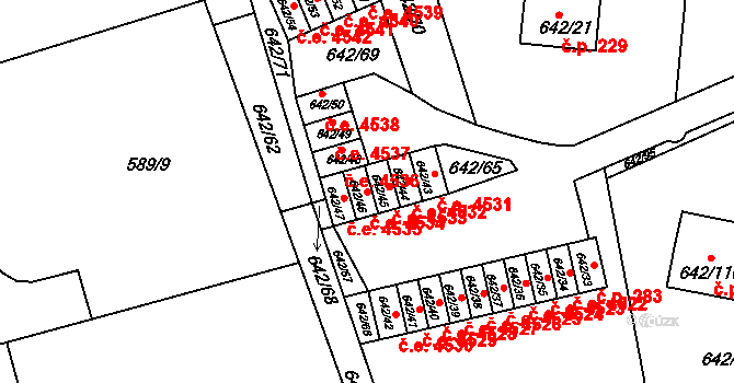 Svádov 4534, Ústí nad Labem na parcele st. 642/46 v KÚ Svádov, Katastrální mapa