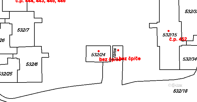 Praha 42903955 na parcele st. 532/24 v KÚ Střížkov, Katastrální mapa