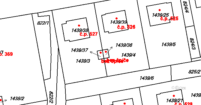 Březnice 44436955 na parcele st. 1439/37 v KÚ Březnice, Katastrální mapa