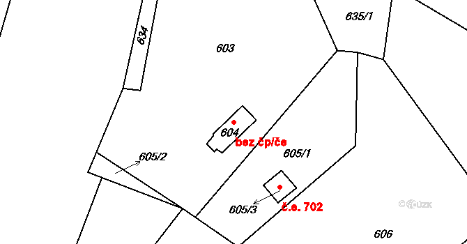 Brná 741, Ústí nad Labem na parcele st. 604 v KÚ Brná nad Labem, Katastrální mapa