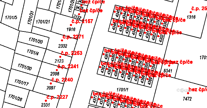 Kroměříž 45026955 na parcele st. 4361 v KÚ Kroměříž, Katastrální mapa