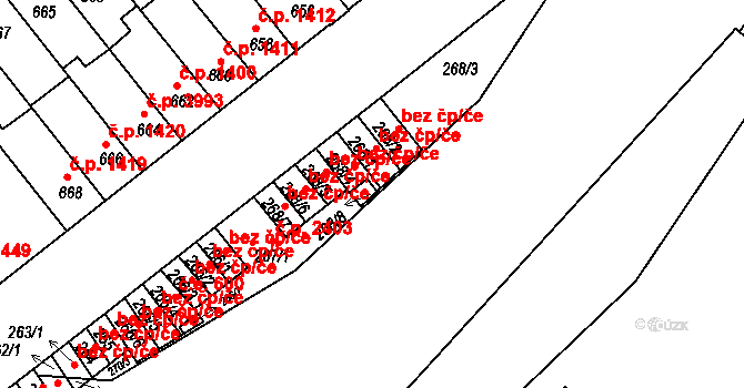Brno 45553955 na parcele st. 268/8 v KÚ Židenice, Katastrální mapa