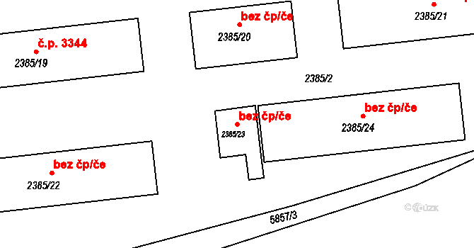 Praha 46861955 na parcele st. 2385/23 v KÚ Záběhlice, Katastrální mapa