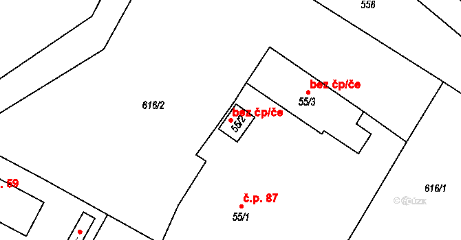 Chrastava 50094955 na parcele st. 55/2 v KÚ Horní Chrastava, Katastrální mapa
