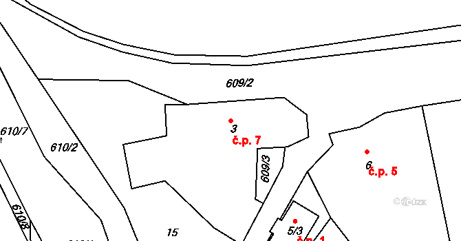 Jíno 7, Švihov na parcele st. 3 v KÚ Jíno, Katastrální mapa
