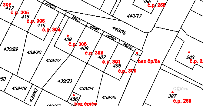 Opatovice nad Labem 301 na parcele st. 407 v KÚ Opatovice nad Labem, Katastrální mapa