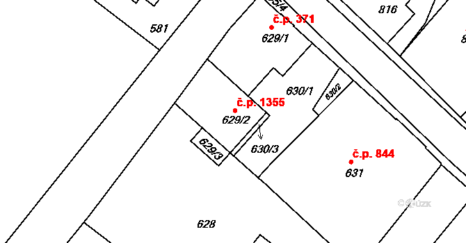 Rýmařov 1355 na parcele st. 629/2 v KÚ Rýmařov, Katastrální mapa
