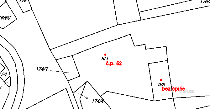 Albrechtičky 52 na parcele st. 9/1 v KÚ Albrechtičky, Katastrální mapa