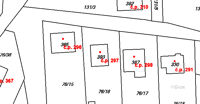 Lhenice 297 na parcele st. 393 v KÚ Lhenice, Katastrální mapa