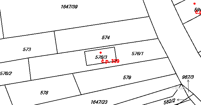 Pohořelice 339 na parcele st. 576/3 v KÚ Pohořelice u Napajedel, Katastrální mapa