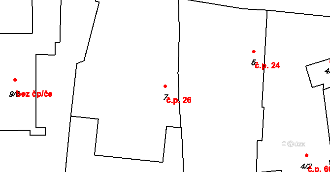 Malměřice 26, Blatno na parcele st. 7 v KÚ Malměřice, Katastrální mapa
