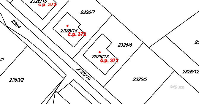 Perná 371 na parcele st. 2326/13 v KÚ Perná, Katastrální mapa