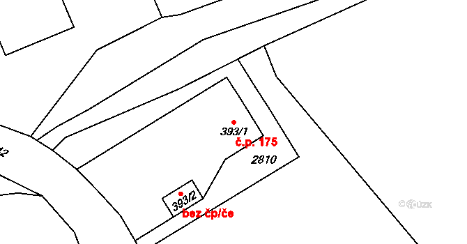 Olešnice 175, Červený Kostelec na parcele st. 393/1 v KÚ Olešnice u Červeného Kostelce, Katastrální mapa