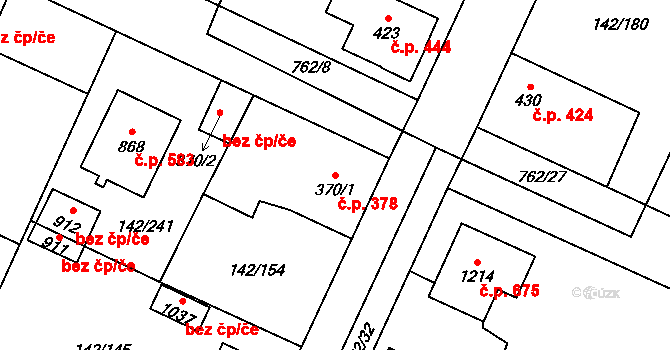 Chotěšov 378 na parcele st. 370/1 v KÚ Chotěšov, Katastrální mapa