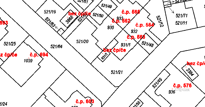 Čáslav 103412956 na parcele st. 931/2 v KÚ Čáslav, Katastrální mapa
