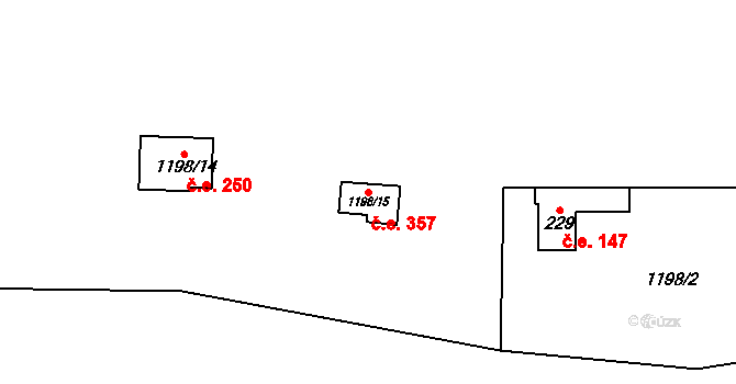 Oslnovice 357 na parcele st. 1198/15 v KÚ Oslnovice, Katastrální mapa