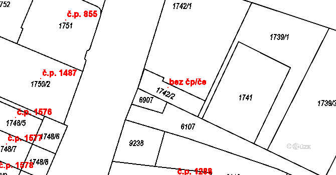 Mikulov 121591956 na parcele st. 1742/2 v KÚ Mikulov na Moravě, Katastrální mapa