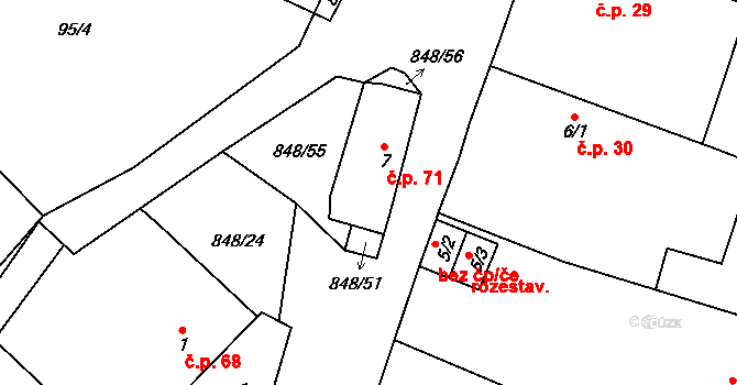 Střítež 71 na parcele st. 7 v KÚ Střítež u Jihlavy, Katastrální mapa