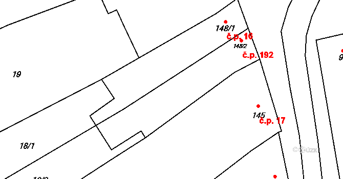 Chvalkovice na Hané 192, Ivanovice na Hané na parcele st. 148/2 v KÚ Chvalkovice na Hané, Katastrální mapa