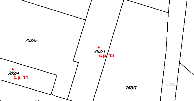 Třeboň II 13, Třeboň na parcele st. 762/1 v KÚ Třeboň, Katastrální mapa