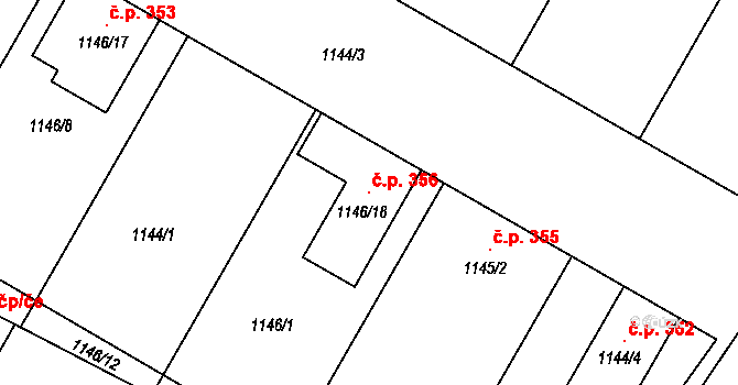 Rychlov 356, Bystřice pod Hostýnem na parcele st. 1146/18 v KÚ Rychlov u Bystřice pod Hostýnem, Katastrální mapa