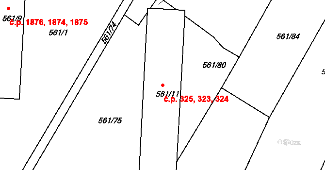Boskovice 323,324,325 na parcele st. 561/11 v KÚ Boskovice, Katastrální mapa