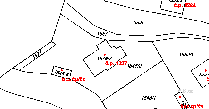 Hořovice 1227 na parcele st. 1546/3 v KÚ Hořovice, Katastrální mapa