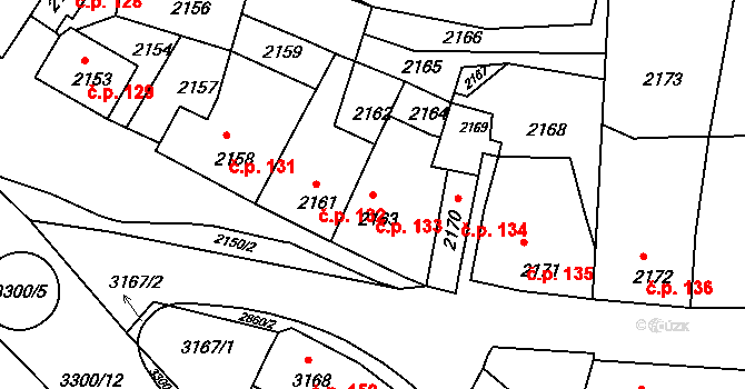 Mimoň I 133, Mimoň na parcele st. 2163 v KÚ Mimoň, Katastrální mapa
