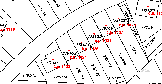 Jilemnice 1125 na parcele st. 1781/31 v KÚ Jilemnice, Katastrální mapa