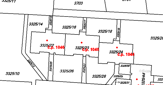 Lutyně 1045, Orlová na parcele st. 3325/23 v KÚ Horní Lutyně, Katastrální mapa
