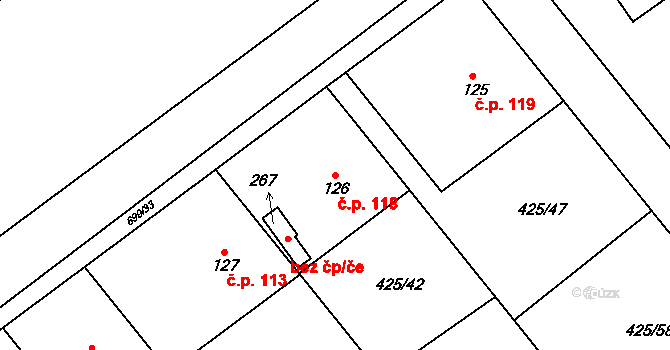 Bynina 118, Valašské Meziříčí na parcele st. 126 v KÚ Bynina, Katastrální mapa