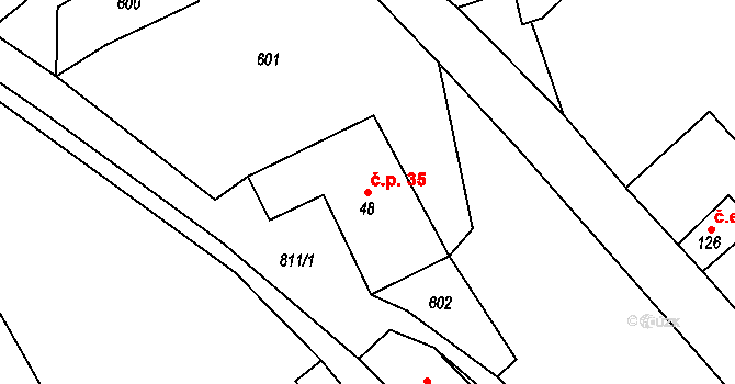 Nespice 35, Vacov na parcele st. 48 v KÚ Nespice, Katastrální mapa