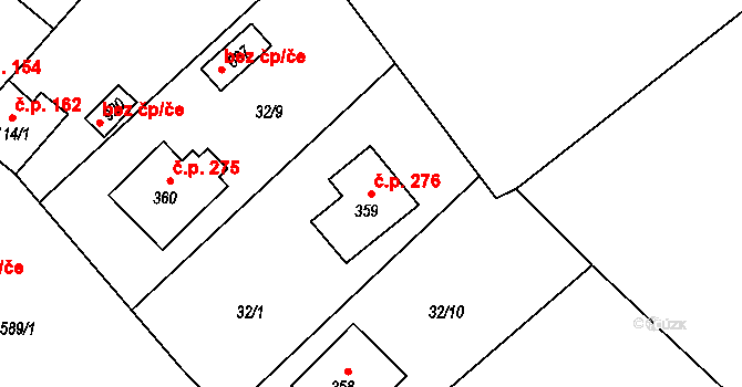 Přední Ptákovice 276, Strakonice na parcele st. 359 v KÚ Přední Ptákovice, Katastrální mapa