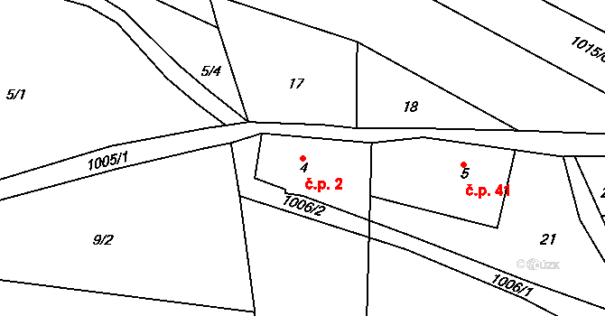 Horní Krupka 2, Krupka na parcele st. 4 v KÚ Horní Krupka, Katastrální mapa