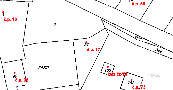 Ostružno 17, Nezdice na Šumavě na parcele st. 81 v KÚ Ostružno na Šumavě, Katastrální mapa