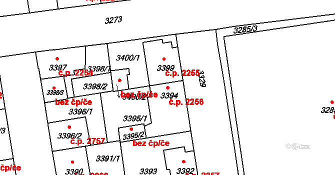 Žižkov 2256, Praha na parcele st. 3394 v KÚ Žižkov, Katastrální mapa