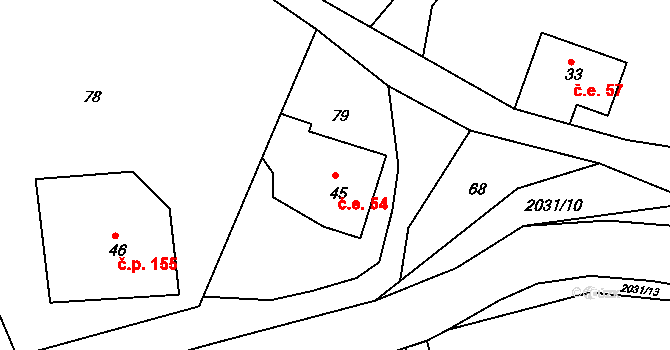 Rumburk 3-Dolní Křečany 54, Rumburk na parcele st. 45 v KÚ Dolní Křečany, Katastrální mapa