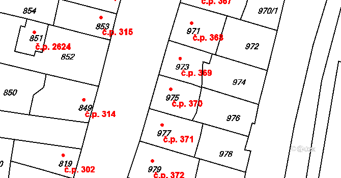 České Budějovice 3 370, České Budějovice na parcele st. 975 v KÚ České Budějovice 3, Katastrální mapa