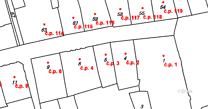 Šluknov 3 na parcele st. 5 v KÚ Šluknov, Katastrální mapa
