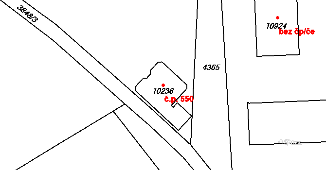 Polabiny 550, Pardubice na parcele st. 10236 v KÚ Pardubice, Katastrální mapa