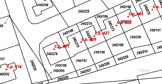 Boršov nad Vltavou 429 na parcele st. 240/275 v KÚ Boršov nad Vltavou, Katastrální mapa